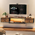 Snughome 63" Floating TV Stand with Power Outlets, Wall Mounted Entertainment Center with LED Lights, Floating TV Shelf with Drawer, Media Console Shelf for Living Room,for Under TV Storage, Bedroom by Snughome