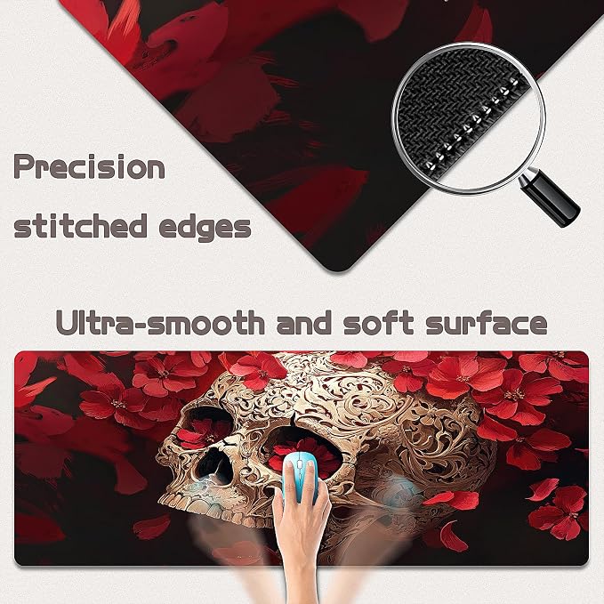 Gaming Mouse Pad - (31.5"×11.8") Skull Large Mouse Pads for Desk - Desk Mat for Keyboard and Mouse with Non-Slip Base, Desks Pad Matfor Game/Office & Home - Image 2