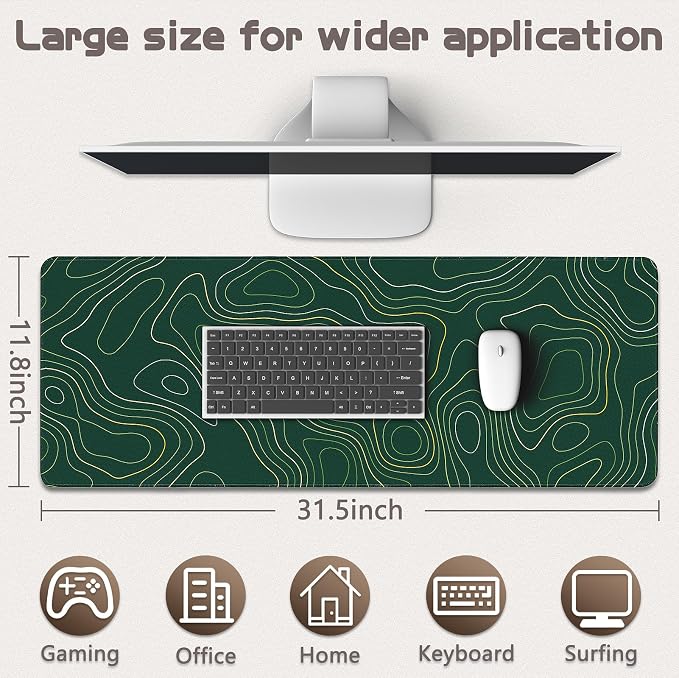 Gaming Mouse Pad - (31.5"×11.8") Topographic Large Mouse Pads for Desk - Desk Mat for Keyboard and Mouse with Non-Slip Base, Desks Pad Matfor Game/Office & Home - Image 5