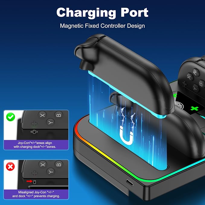 Svetaecho Charging Dock Compatible with Nintendo Switch 2 (2025) for Joycon Controller Charging, 4 in 1 Joypad Charger for Switch 2 Joy Con Fast Charger Stand Station Accessories PlayStation 3 - Image 5