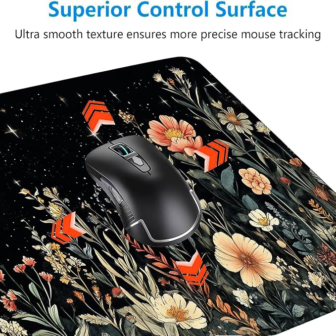 Cute Mystical Plants Desk Pad Whimsical Moon Stars Extended Gaming Mouse Mat with Stitched Edge Non-Slip Base - Big Office Computer Keyboard Laptop Home - 31.5"x11.8" - Image 5