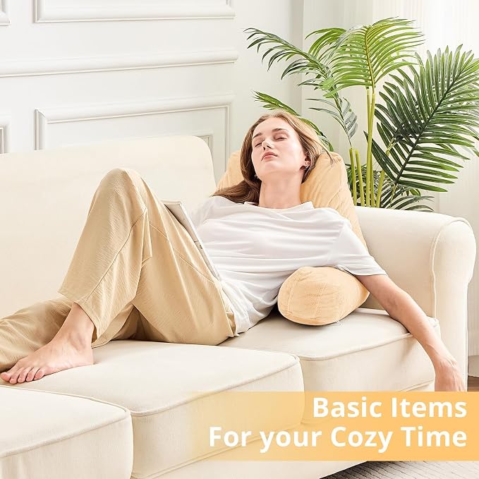 Sasttie Reading Pillow for Bed, Back Pillow for Sitting Up, Camel - Image 9