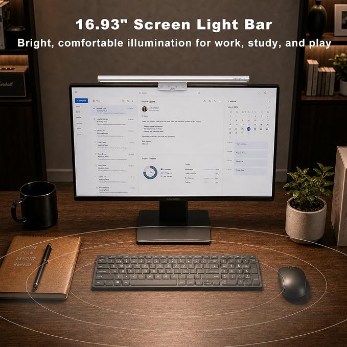 YEELIGHT Monitor Light Bar with Remote, Computer Monitor Lamp for Home Office Gaming, 250LM No Glare Eye-Care Screen Bar, Touch Control USB Desk Lamp with Stepless Dimming for Flat & Curved Monitor - Image 9