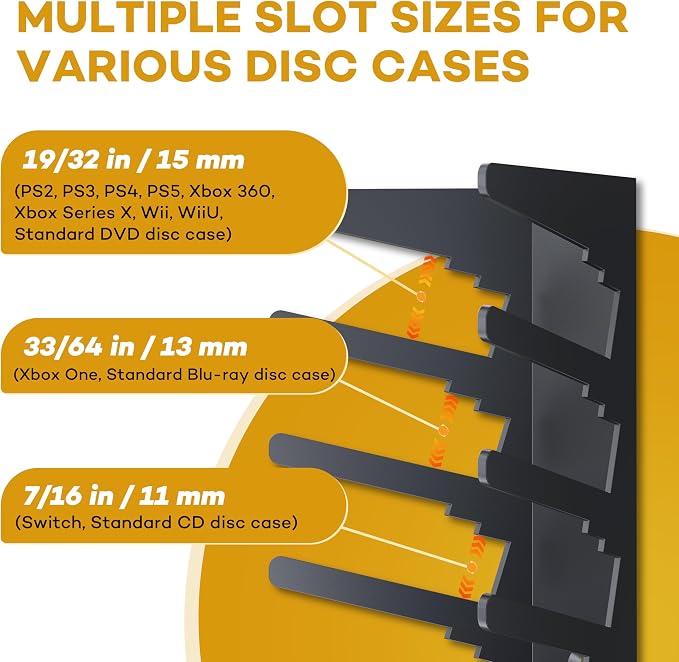 Funturbo Video Game Storage Wall Mount Game Case Holder, Metal Wall Mounted Media Storage Shelves for PS, Xbox, Switch Game Organizer (4-Pack) - Image 4