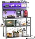 Aheaplus Bakers Rack with Power Outlet & RGB LED, 31.5 In Coffee Bar Table by Aheaplus
