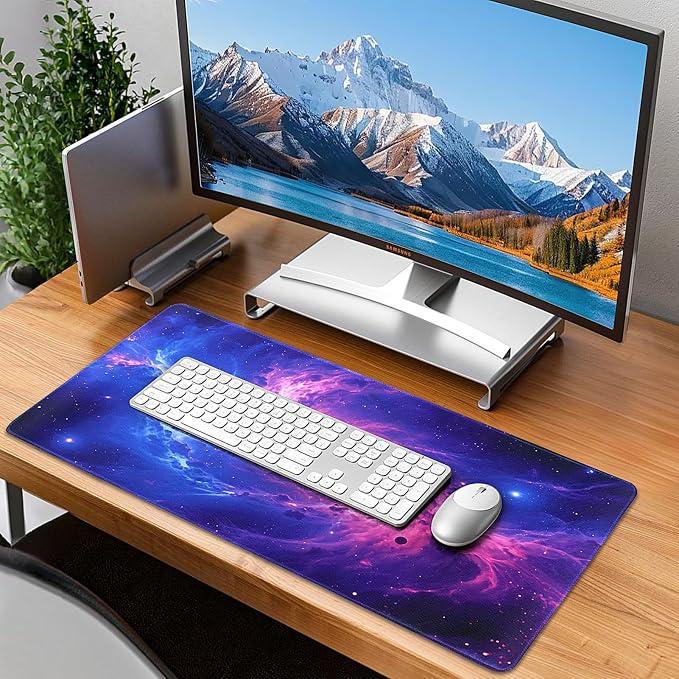 Mouse Pad Gaming - Desk Mat for Keyboard and Mouse - Purple Galaxy Space Large Mouse Pads for Desk, Gaming Mousepad with Non-Slip Base, Desks Pad (31.5" X 11.8") for Game, Office and Home - Image 7