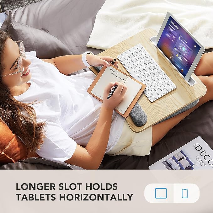 HUANUO Laptop Lap Desk with Cushion, Fit up to 15.6" Laptop, Light Wood - Image 5