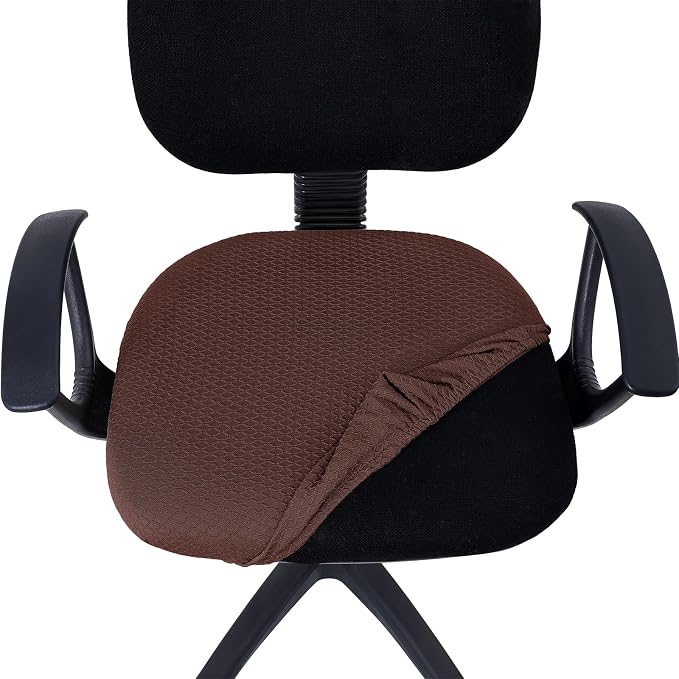 Smiry Office Computer Chair Seat Covers for Desk, Anti-dust Protector | Stretch Jacquard Removable Washable Desk Chair Seat Cushion Protectors, Light Chocolate - Image 4