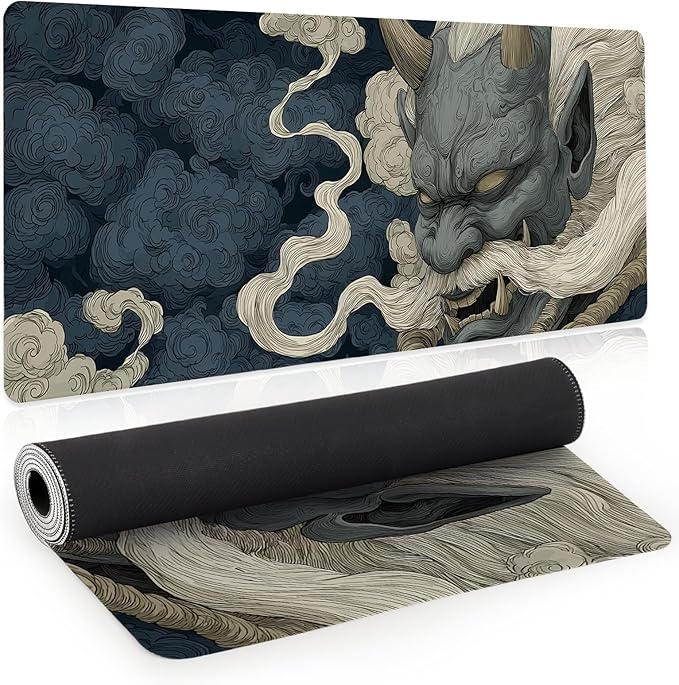 Japanese Gaming Mouse Pad, Large Mousepad XL Extended Demon Desk Mat with Non-Slip Rubber Base, Laptop Big Desk Pad, Computer Keyboard Mat for Gamers, Office&Home, 31.5x11.8in by Unknown