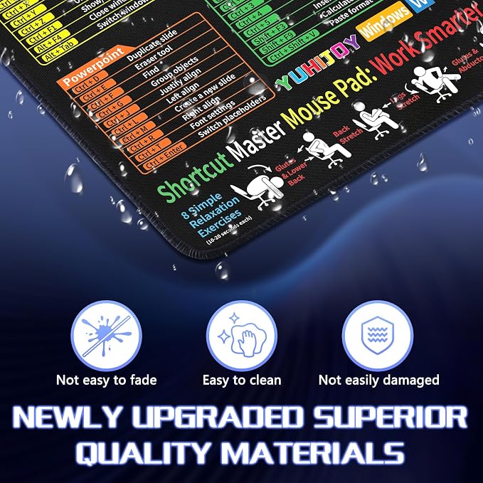Excel Cheat Sheet Desk Pad - Mouse Pad - Excel Cheat Sheet Desk Mat, Non-Slip Base Mousepad Suitable for Office, Computer Games, Desk Mat and More (11.8" x 9.84") - Image 3