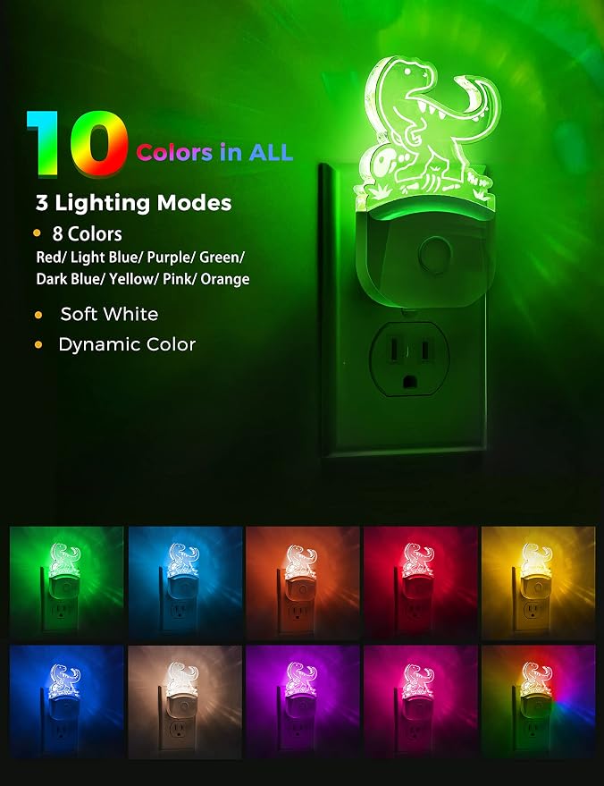 L LOHAS LED Dinosaur Night Light for Kids, Nightlight Plug in, Dusk-to-Dawn - Image 4
