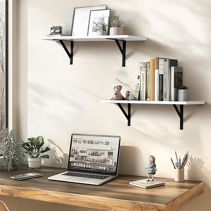 Tectocker-DOU 24" Long Floating Book Shelves for Wall, Heavy Duty, White - Image 5