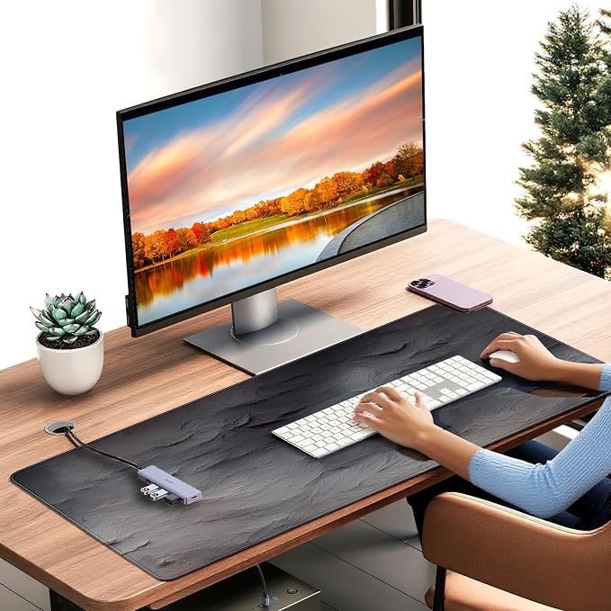 XXL Gray Mouse Pad with a Cement Wall Texture Design, 35.4 x 15.7 inches, Non-Slip Rubber Base, and Waterproof Microfiber Cloth Surface, Suitable for Home Office and Work environments. - Image 2