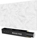 Rinaze Extra Large Gaming Mouse Pad with White Topographic, XXL Mousepad, Big Mouse Mat Desk Pad, Non Slip Keyboard Pad for Gaming Computer Laptop PC Office Desk Accessories by Rinaze