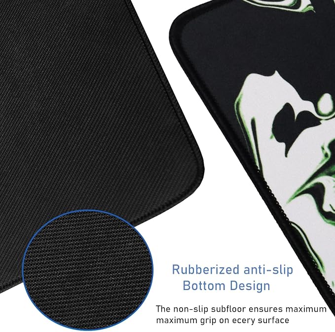 Large Extended Mouse Pad with Stitched Edges, Durable Non-Slip Natural Rubber Base, Waterproof Computer Keyboard Pad Mat for Esports Pros/Gamer/Desktop/Office/Home - Marble Green - Image 3