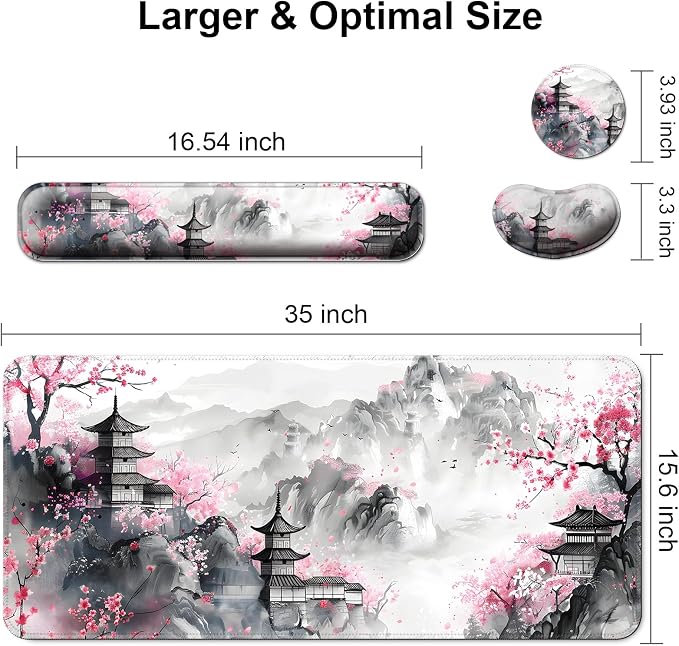 4 in 1 Mouse Pad and Keyboard Wrist Rest,Large Desk Mat,Coaster Set-Anime - Image 6