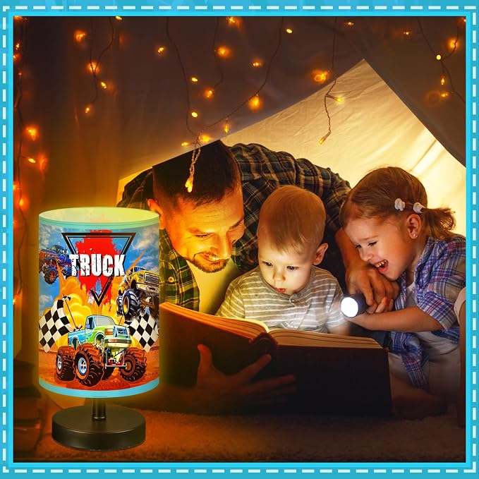 Glooglitter Monster Truck Themed Table Lamp 3 Colors Dimmable Lights 11.02 x 5.12 Inch Monster Truck Themed Night Light Bedside Lamps Decoration for Bedroom Desk Birthday Gift for Christmas Home Decor - Image 7
