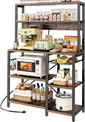 SUPERJARE Bakers Rack with Power Outlet, 35.4 Inches Coffee Bar with Basket by SUPERJARE