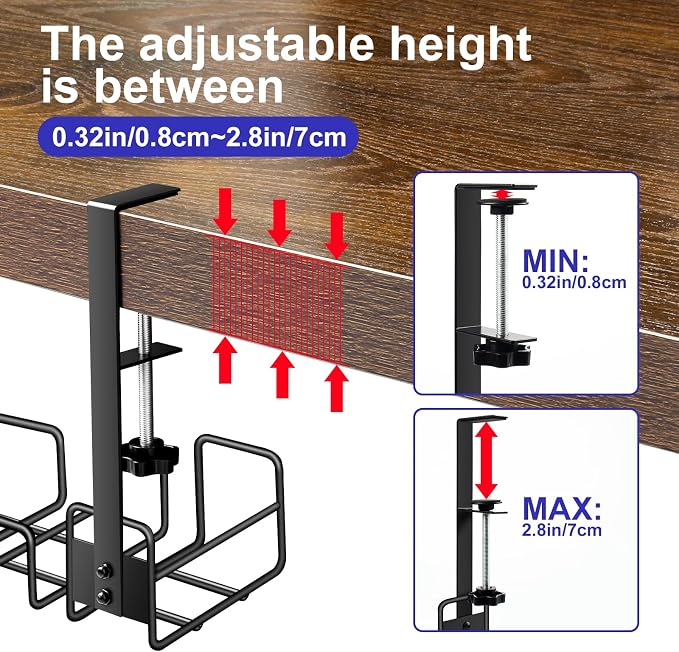 OneLeaf Under Desk Cable Management Tray - No Drill Wire Management Rack - Image 3