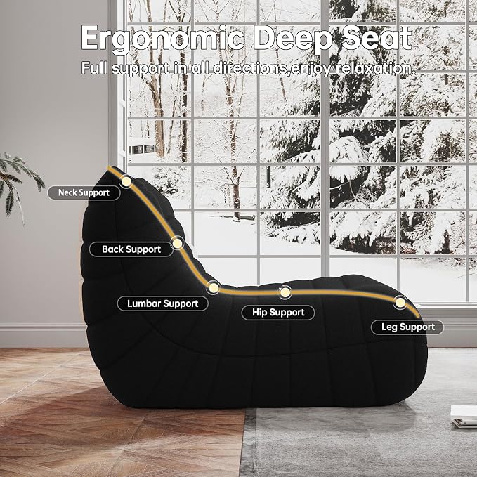 WHGBJA Oversized Bean Bag Chair for Adults with Memory Foam 3 Seater Couch | Floor Sofa Couch for Gaming, Reading, Bedroom, Living Room, Comfy, Boneless, Ergonomic - Image 5