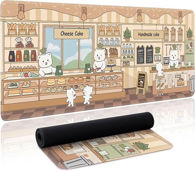 Cute Mouse Pad Large Desk Mat Extended Keyboard Pad Funny XL Mousepad with Non-Slip Base and Stitched Edge Kawaii Bear Mouse Mat Desk Pad 31.5 x 11.8 in Mouse Pads for Desk Decor Home Office Gaming by Unknown