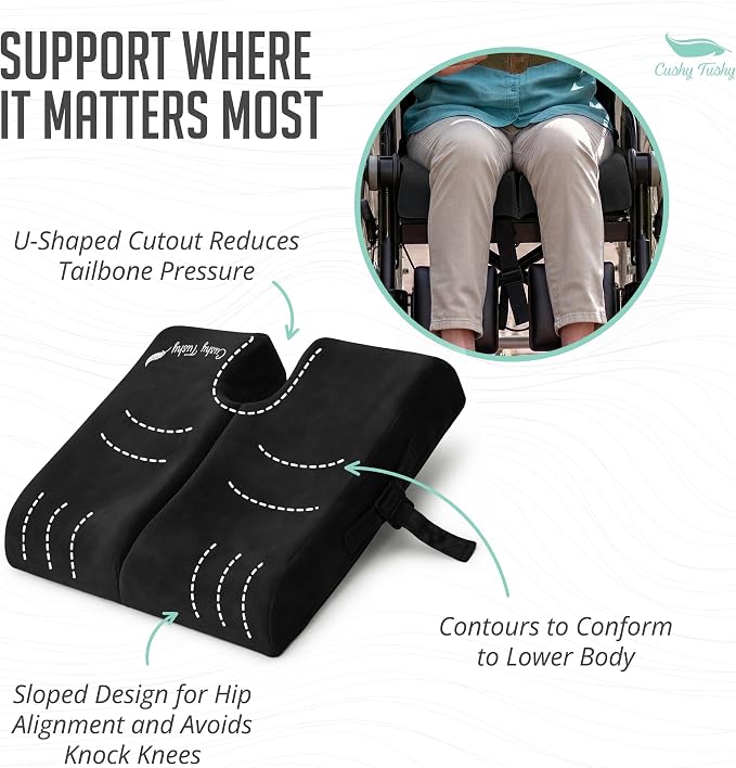 Cushy Tushy Premium Foldable Wheelchair Cushion - for Relief of Lower Back, Sciatic, Butt and Tailbone Pain - for Home & Office Use, Perfect for Travel or Driving - Black Coccyx Seat Cushion - Image 6