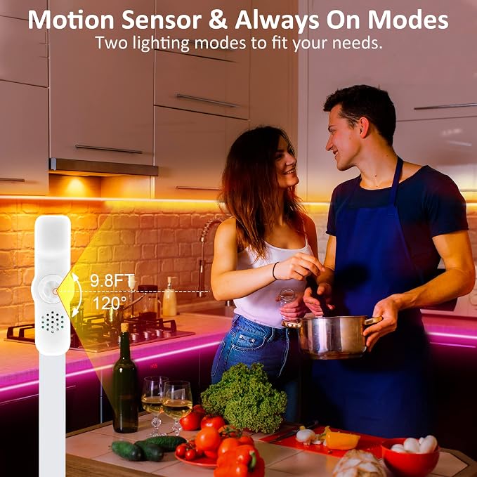 maylit 8 PCS Motion Sensor RGB Under Cabinet Lights Kit - Image 2