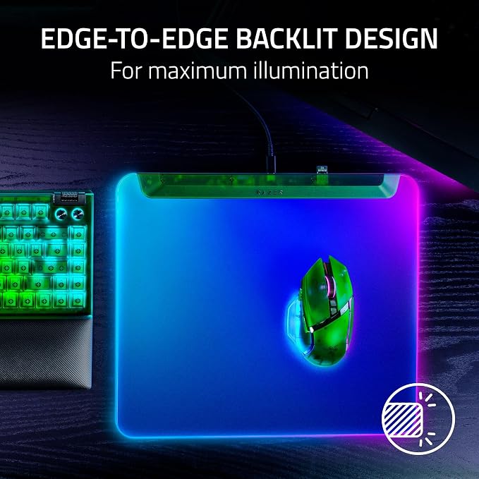 Razer Firefly V2 Pro Fully Illuminated RGB Gaming Mouse Mat: Backlit Design - 15 Zone Chroma Lighting - USB 2.0 Port - Detachable USB Type C Cable - Micro Textured Surface - Anti Slip Base - Image 2