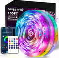 DAYBETTER 100 ft Outdoor Led Strip Lights Waterproof, Smart Light Strips with App Voice Control Remote, 5050 RGB Music Sync Color Changing Led Lights for Bedroom, Room Decor (3 Rolls of 32.8 ft) by DAYBETTER