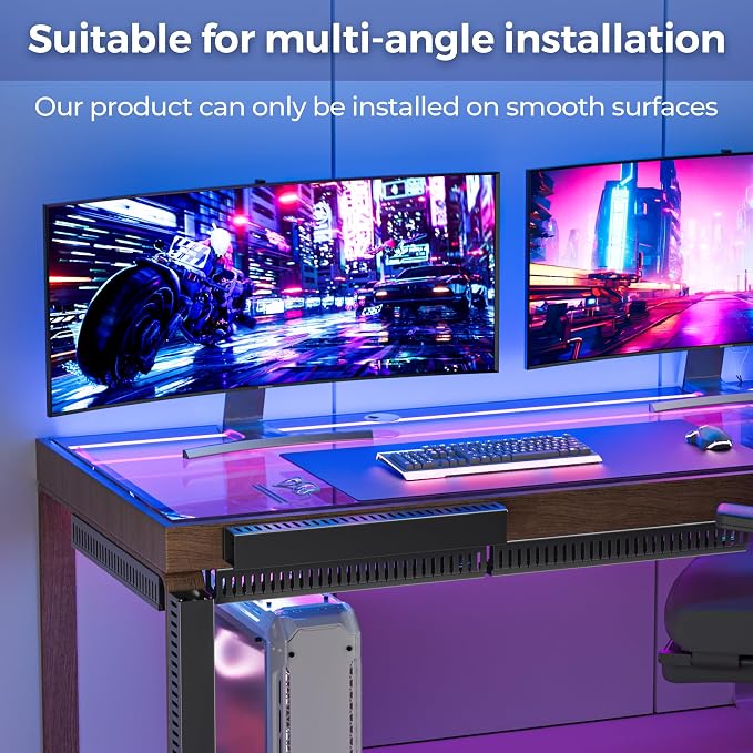Yecaye 62.8in(4x15.7in) No-Drill Large Cable Management, Under Desk Cord Organizer with Adhesive, Open Slot Cable Raceway for Home/Office/Network, Black - Image 3