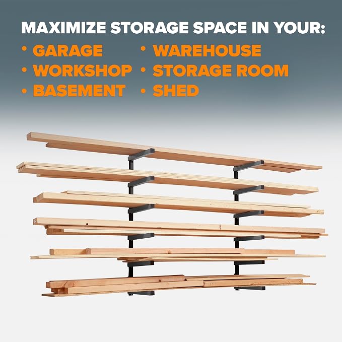 BORA Wood Rack, 6-Level Wall Mount Lumber Storage Rack for Wood Storage - Image 8