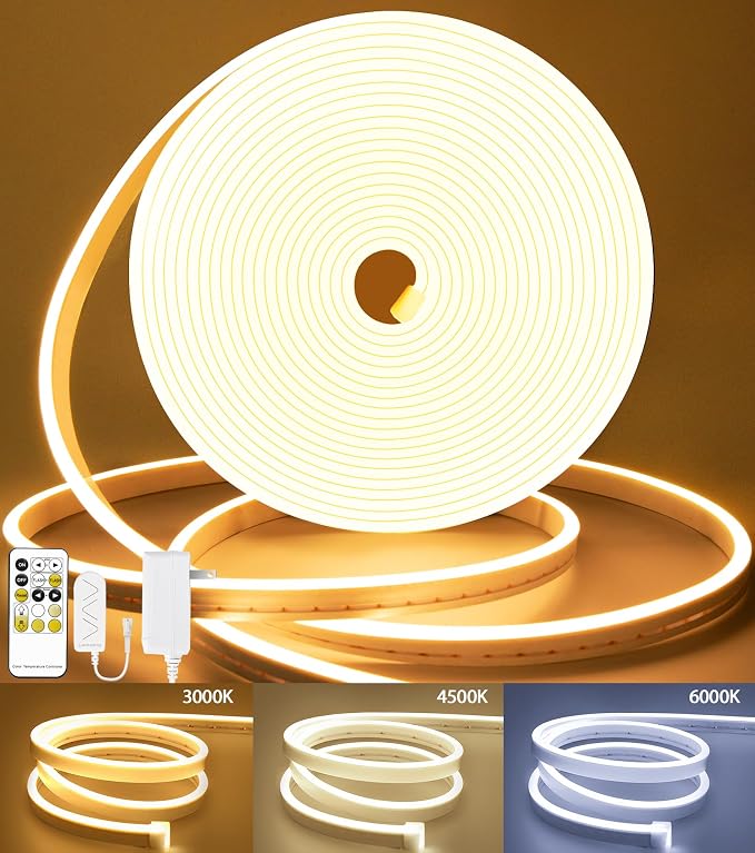 Lamomo LED Strip Lights, Tunable White Neon Rope Lights with Remote, 32.8Ft Dimmable 3000K-6000K Flexible Led Light Strip, Waterproof Silicone 24V Neon Lights for Bedroom Home Decor by Lamomo
