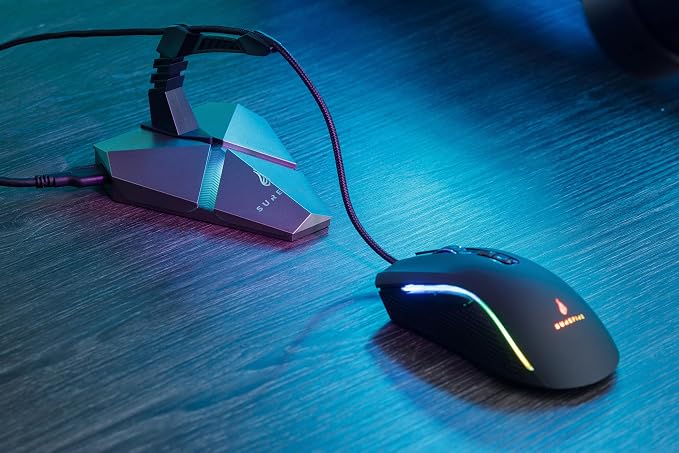 SureFire Axis Gaming Mouse Bungee Hub - 3X USB 3.2 GEN 1 Ports - Mouse Cable Holder Gaming - Mouse Bungee RGB - microSD - Cable-Holder Mouse - PC & Notebook - Gaming USB-hub I Powered by Verbatim - Image 8