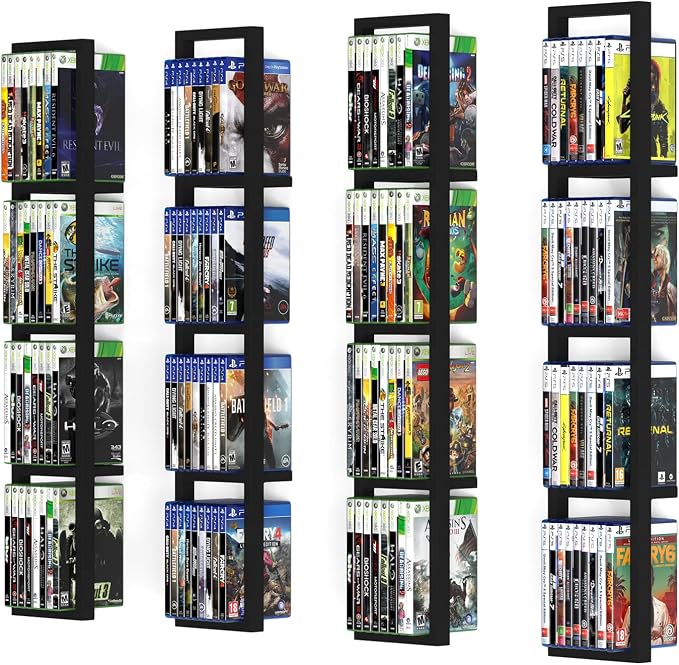 You Have Space Black Floating Shelves for Wall, 34 Inch Video Games, CD, DVD Storage Shelves, Metal Cube Storage Shelf Set of 4 by YouHaveSpace