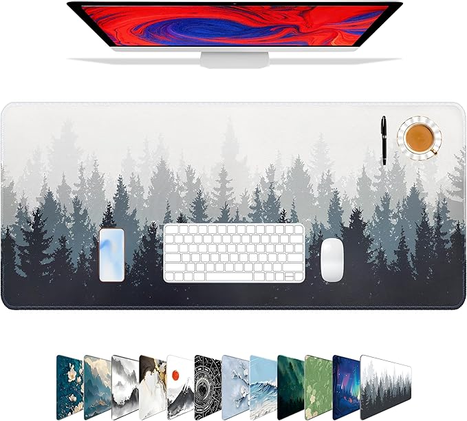 Galdas Mouse Pad For Gaming,Forest Background Pattern XXL XL Large Mouse Mat Long Extended MousePad Desk Mat Non-Slip Rubber Mice Pads Stitched Edges Thin (31.5 x 11.8 x 0.12 Inches) Tree by Galdas