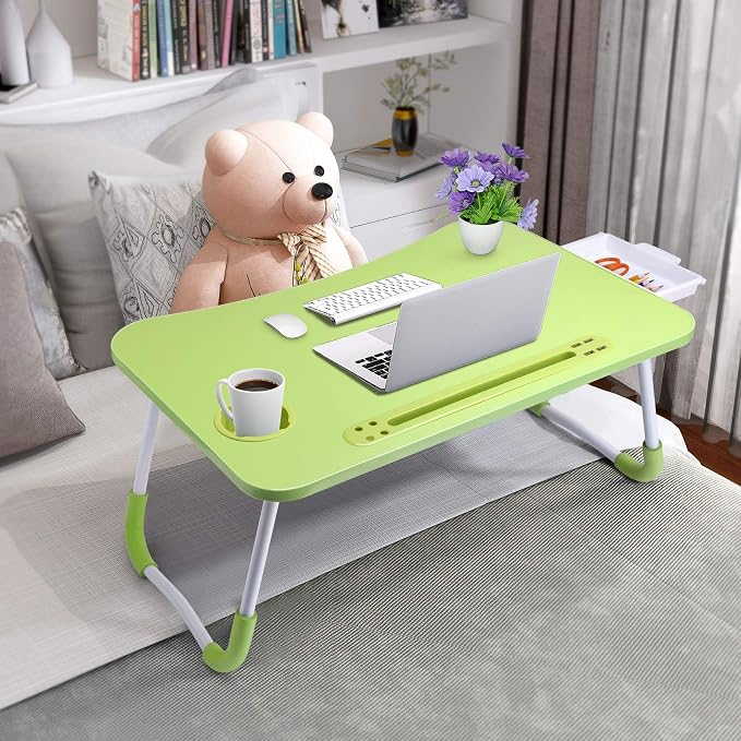 Slendor Bed Desk for Laptop and Writing with Storage, Cup Holder, Light - Image 3