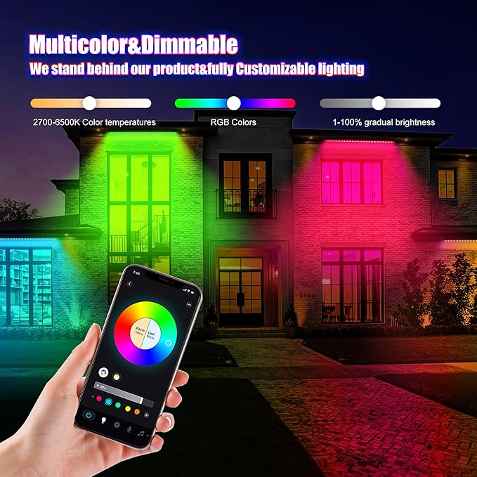 Smart Wall Washer Light Dimmable APP Control, 180W RGBCW Color Changing Linear LED Light Bar with RF Remote Control, Group Function, Timing, Perfect for Outdoor & Indoor Lighting Projects - Image 2