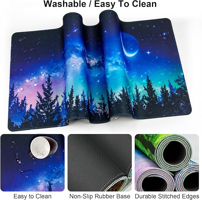 4 in 1 Mouse Pad and Keyboard Wrist Rest,Large Desk Mat,Coaster Set-Forest - Image 3