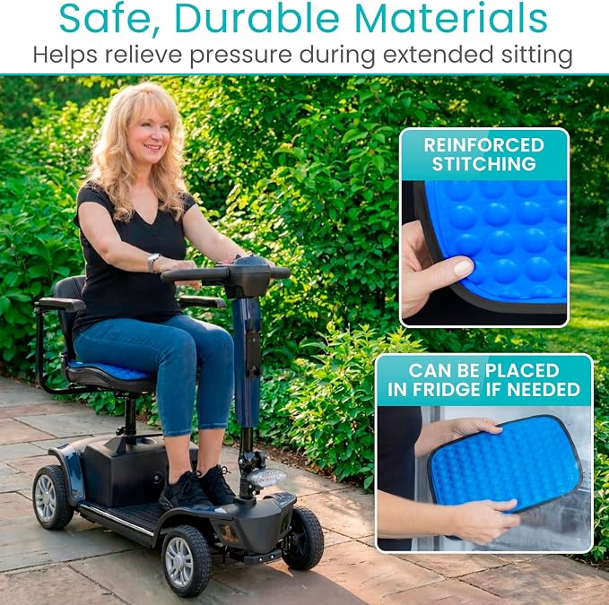 Vive Cooling Gel Wheelchair Seat Cushion - for Coccyx, Orthopedic Back | Support, Sciatica & Tailbone Pain Relief, Breathable 3D Gel Core Cover, Ideal for Office, Chair, Car, Gaming, Wheelchair - Image 5