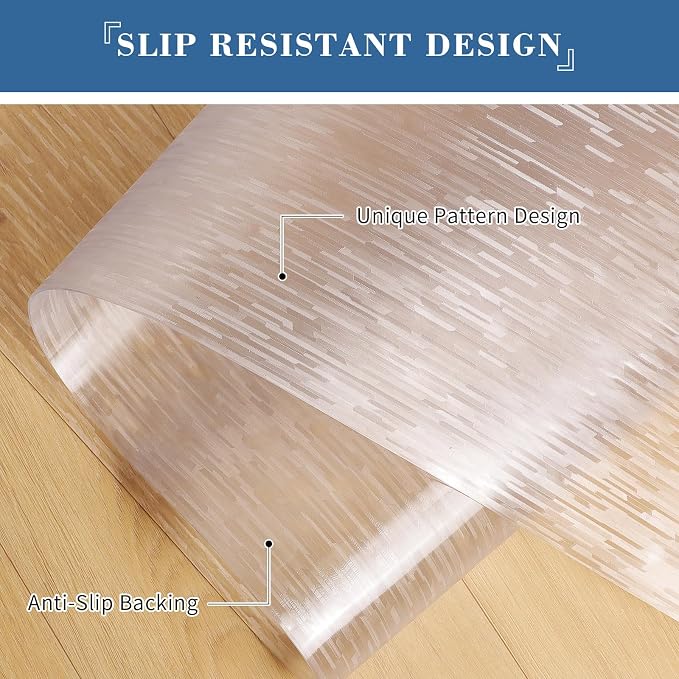 Clear Chair Mat, TYDLE 50" x 65" Large Office Chair Mat for Hard Floor, Vinyl Floor Mat for Gaming Chairs, Slip Resistant Floor Protector Rolling Computer Desk Mat for Hardwood Floor, Clear - Image 4