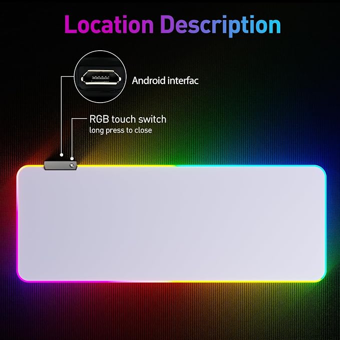 RGB Mousepad Led Mouse Pad, Large Mouse Pad,Led and Big Mouse mat(White) - Image 3