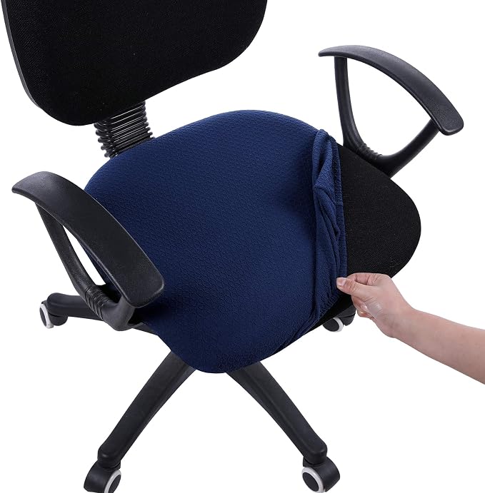 Smiry Office Computer Chair Seat Covers for Desk, Anti-dust Protector | Stretch Jacquard Removable Washable Desk Chair Seat Cushion Protectors, Navy Blue by Smiry