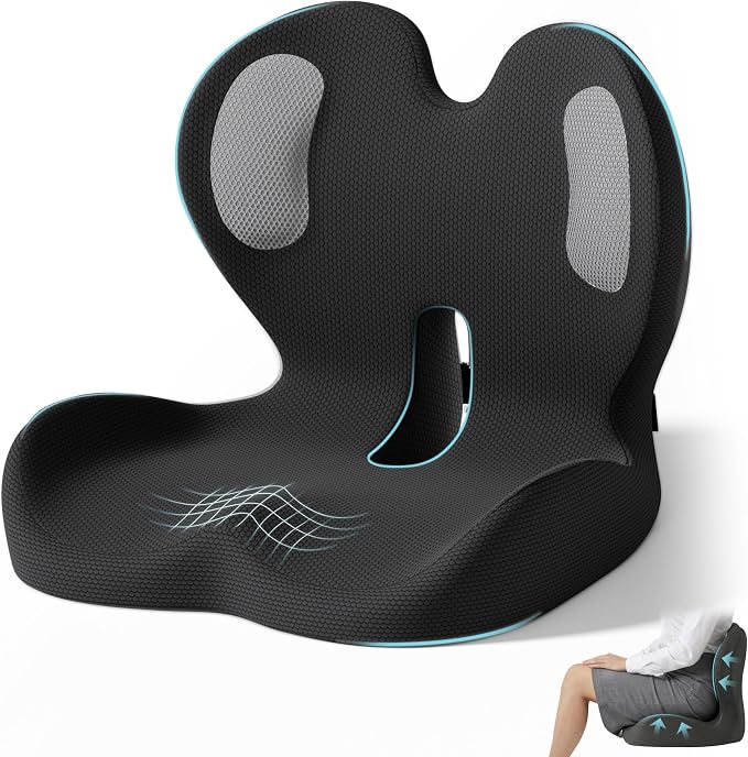 Ergonomic Seat Cushion, Office Chair Cushion with Lumbar Support Pillow | Improve Seat Comfort,Back Pain,Tailbone & Sciatica Relief,Memory Foam Seat Cushions for Office,Car,Home Chairs by XZdream