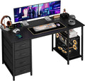 Grandder Computer Desk with 4 Drawers, 47 Inch Office Desk with Storage, Gaming Desk with CPU Shelves, Writing Desk Work Desk for Home Office, Study, Bedroom, Work from Home, Black by Grandder