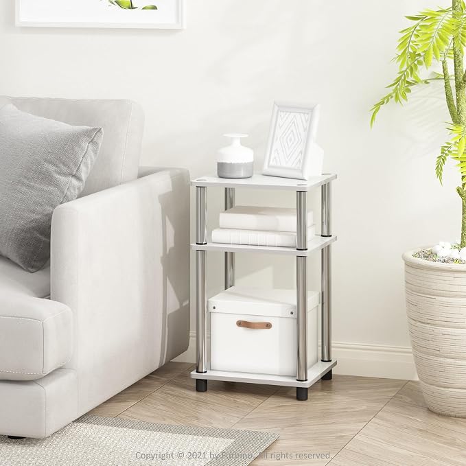 Furinno JUST Toolless 3-Tier Side Table Set of 2, Open Shelf, White Oak - Image 2