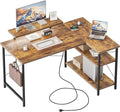 Mericonia 48 in Corner Desk with Monitor Stand, Small L Shaped Gaming Desk | Reversible Computer Desk with Power Outlets, LED Light & Storage Shelves, Office Table for Home Bedroom Study Work Writing by MERICONIA