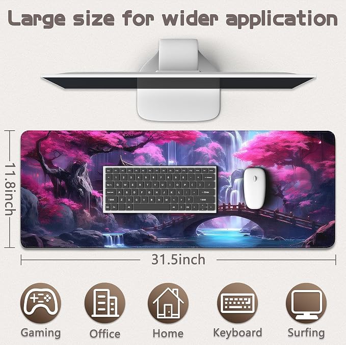 Gaming Mouse Pad - (31.5"×11.8") Japanese Anime Large Mouse Pads for Desk - Desk Mat for Keyboard and Mouse with Non-Slip Base, Desks Pad Matfor Game/Office & Home - Image 5