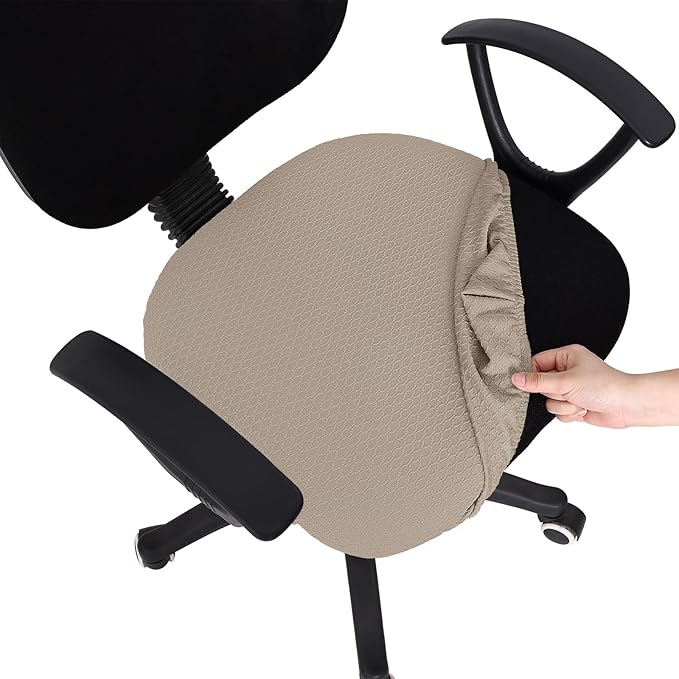 Smiry Office Computer Chair Seat Covers for Desk, Anti-dust Protector | Stretch Jacquard Removable Washable Desk Chair Seat Cushion Protectors, Taupe by Smiry