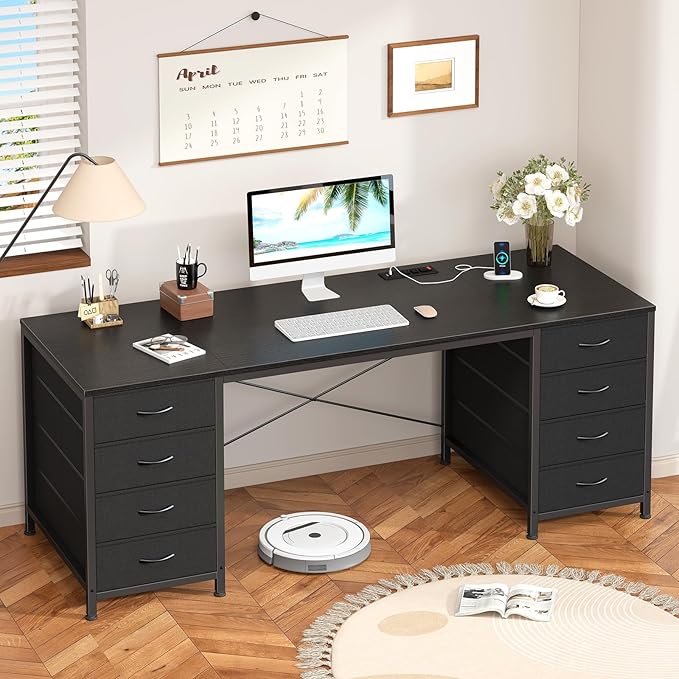 60 Inch Computer Desk with 8 Drawers for Home Office, Bedroom, Living Room by YomiluveDesign