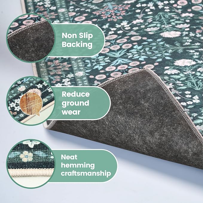 Office Chair Mat for Hardwood Tile Floor, 36"x48"Anti-Slip Under Desk Carpet Protector for Rolling Computer Chair Mat, Machine Washable Office Area Carpet (Chenille,Vibrant Green) - Image 4